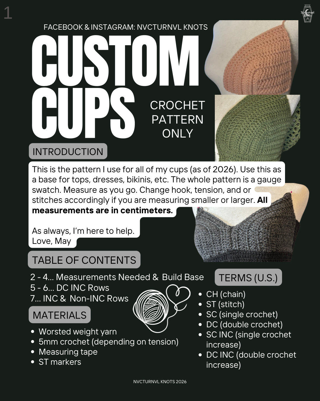 Custom Crochet Cups - PDF Pattern Only