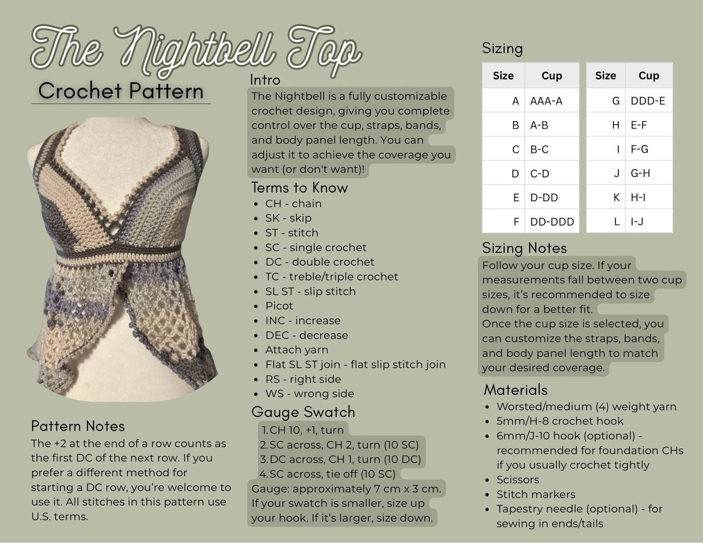 Nightbell Crochet Top Pattern | Made-to-Measure Lace Top (PDF)